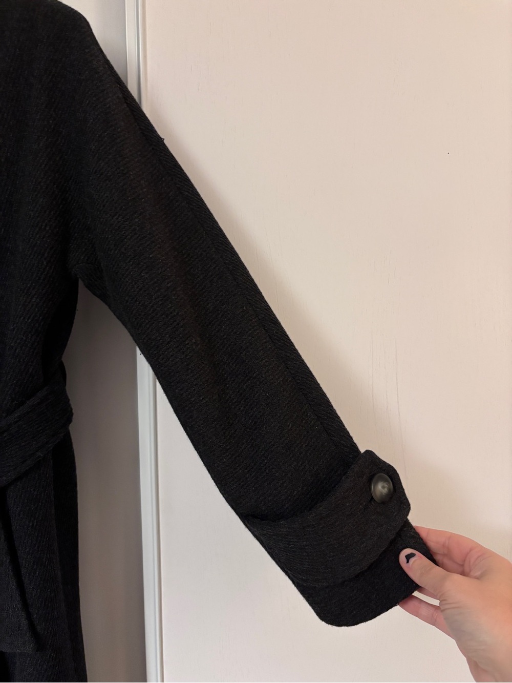 Sezane Oscar Coat S21 Size XS Anthracite Gray Wool Blend Double Breasted Belted - Picture 3 of 13